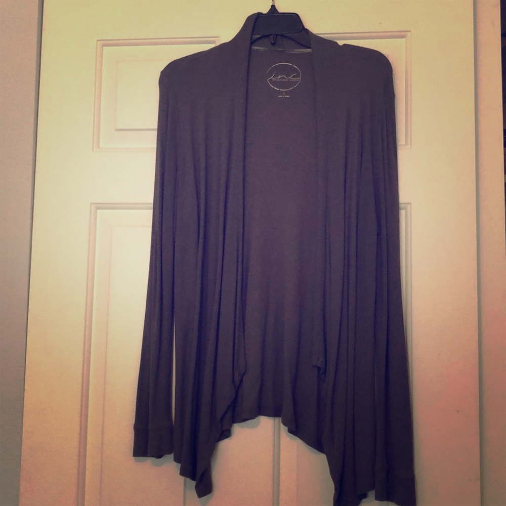 Mid length open cardigan